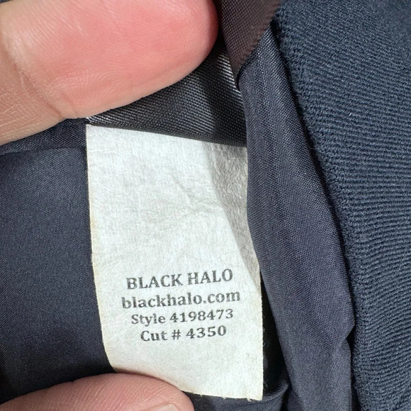 Black Halo Sheath Pencil Dress Cap Sleeve Distressed Textured Zip Size 4 - Picture 7 of 7